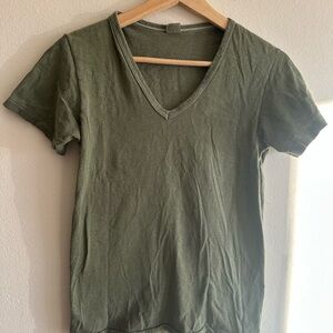 Hanes Olive Short Sleeve V-Neck Tee